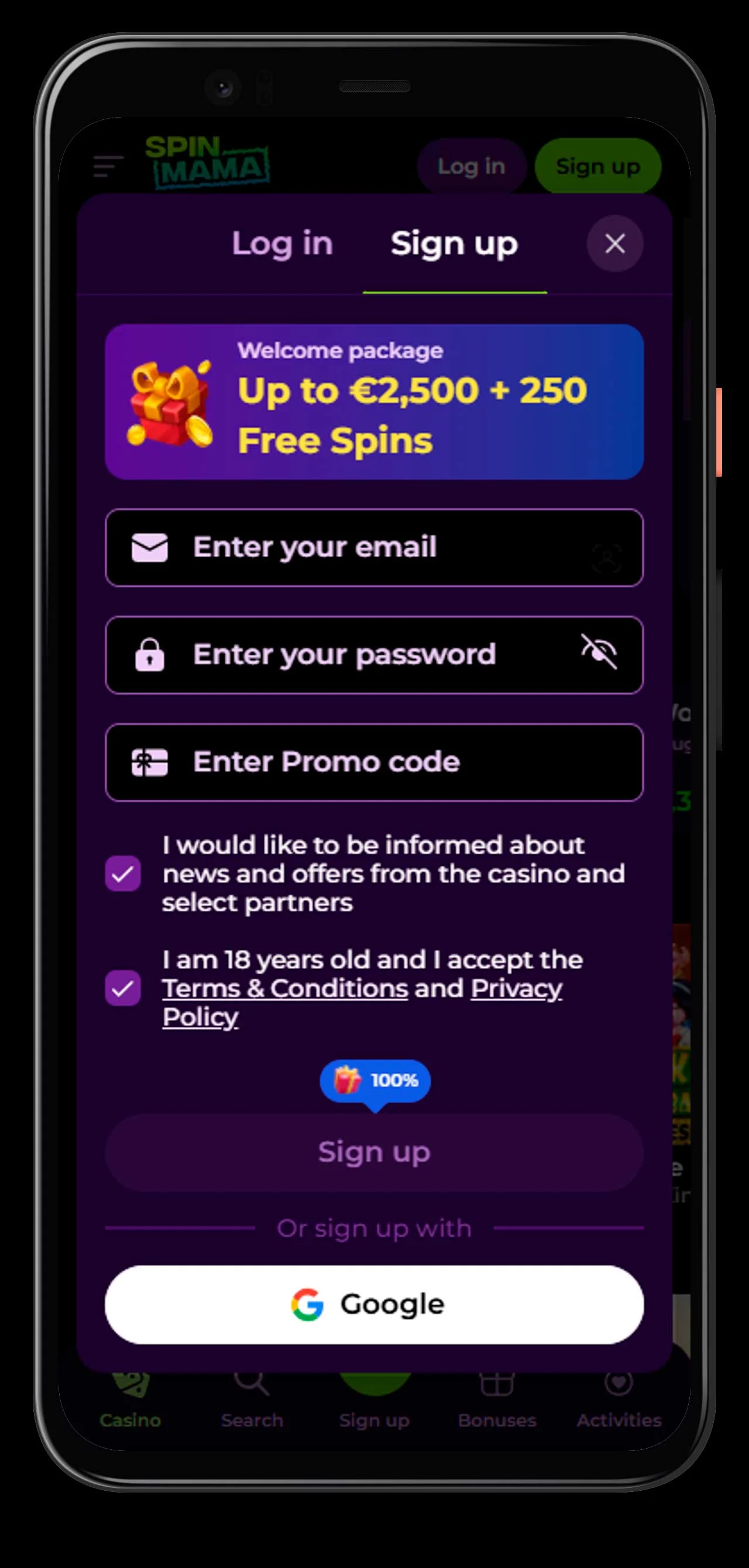 mobile Anmeldung spinmama casino